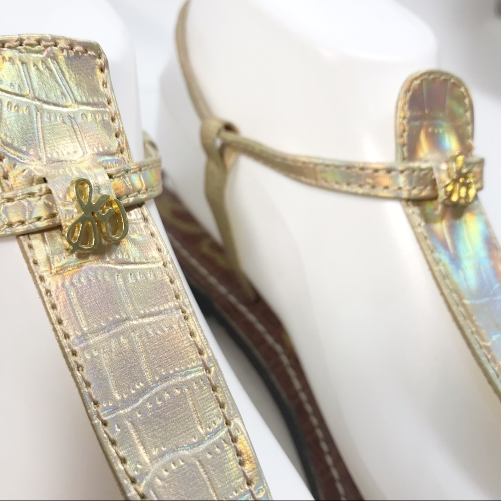 NEW Sam Edelman Gigi Gold Thong Sandals, 5 - Picture 4 of 8